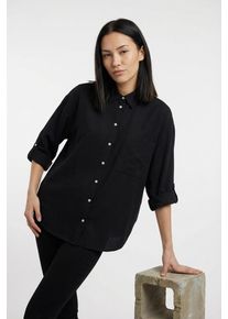 Langarmbluse Vila "VIPRISILLA L/S LOOSE SHIRT - NOOS", Damen, Gr. 36, schwarz beauty, Web, Obermaterial: 50% Viskose, 40% Baumwolle, 10% Leinen, unifarben, l&auml;ssig geschnitten normal, Blusen Langarmbluse