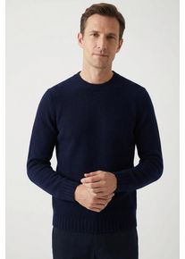 Strickpullover Cinque "CIZAC", Herren, Gr. M, blau (dunkelblau), Strick, Obermaterial: 80% Baumwolle, 16% Polyamid, 4% Elasthan, unifarben, Casual, slim fit normal, Rundhals, B&uuml;ndchen, Pullover Strickpullover, Rundhalsausschnitt, Slim Fit, Rippdetails an der Seitennaht