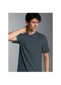 T-Shirt TRIGEMA "TRIGEMA T-Shirt DELUXE Baumwolle", Damen, Gr. L, grau (anthrazit), Single Jersey, 100% Baumwolle, Basic, lang, Rundhals, Shirts T-Shirt