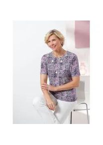 Classic Dog Kurzarmshirt CLASSIC "Shirt", Damen, Gr. 46, lila (orchidee, ecru, bedruckt), 95% Viskose, 5% Elasthan, gemustert, mehrfarbig, Rundhals, Shirts