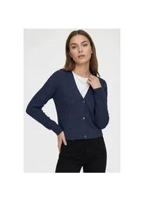 Strickjacke Only "ONLKATIA LS CABLE V-NECK CARDIGAN CC KNT", Damen, Gr. XS, naval academy detail:with melange, Strick, Obermaterial: 50% Viskose, 27% Nylon, 23% Polyester, meliert, figurbetont normal, V-Ausschnitt, Rippb&uuml;ndchen, Strickjacken Strickjacke
