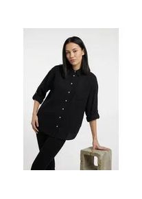 Langarmbluse Vila "VIPRISILLA L/S LOOSE SHIRT - NOOS", Damen, Gr. 38, schwarz beauty, Web, Obermaterial: 50% Viskose, 40% Baumwolle, 10% Leinen, unifarben, l&auml;ssig geschnitten normal, Blusen