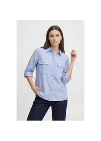 Hemdbluse Only "ONLWENDY L/S SHIRT WVN NOOS", Damen, Gr. XS, cashmere blau stripes:wei&szlig; stipre, Web, Obermaterial: 100% Baumwolle, gestreift, regular fit h&uuml;ftlang, mit Umschlag, Blusen Hemdbluse