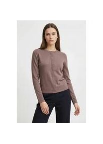 Strickjacke SAINT TROPEZ "A8661, MilaSZ R-Neck Cardigan", Damen, Gr. L, antler melange, Strick, Obermaterial: 80% Viskose, 20% Polyacryl, meliert, regular fit normal, Rundhals, Strickjacken Strickjacke, Viskose Feinstrick, Classic Fit