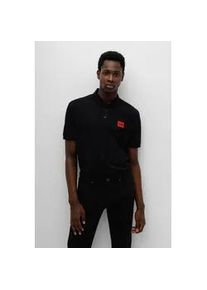 Poloshirt Hugo "Dereso", Damen, Gr. XL, schwarz001, Jersey, Obermaterial: 100% Baumwolle, unifarben, slim fit normal, Rundhals, B&uuml;ndchen, Shirts, Slim Fit, Kurzarm, Hugo Weblabel