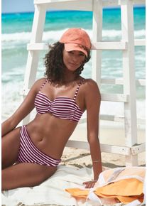 B&uuml;gel-Bandeau-Bikini-Top Venice Beach "Tadu", Damen, Gr. 42, Cup E, bordeaux, wei&szlig;, Obermaterial: 84% Polyamid, 16% Elasthan. Futter: 92% Polyester, 8% Elasthan. Wattierung: 100% Polyester, Bikini-Oberteile B&uuml;gel-Bandeau-Bikini-Top, mit vier Tragevarianten