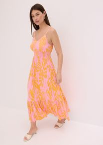 bonprix Tr&auml;gerkleid aus softem Viskose-Mix, orange, Gr.48/50 (XL), modisch Midikleid mit verstellbaren Spaghetti-Tr&auml;gern and angesetztem Volants am Rocksaum, aus Viskose