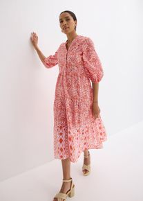 bonprix Midikleid aus leichter Baumwolle, rot, Gr.44, Romantisch und modern, aus 100% Baumwolle