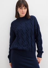 bonprix Oversize-Pullover aus softem Viskose-Mix, blau, Gr.40/42 (M), Extravaganter Pullover mit 3D Muster, aus Viskose
