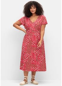 sheego Gro&szlig;e Gr&ouml;&szlig;en Jerseykleid mit Fl&uuml;gel-&Auml;rmeln, erdbeere-champagner-bedruckt, Gr&ouml;&szlig;e 50 - Damen