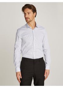 Langarmhemd Calvin Klein "POPLIN STRIPE SLIM SHIRT", Herren, Gr. 40, N-Gr, blau (medieval blau), Web, Obermaterial: 97% Baumwolle, 3% Elasthan, unifarben, slim fit, Hemden Langarmhemd, in gesteifter Optik