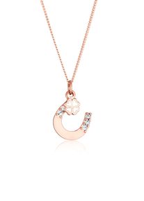 Silberkette Elli "Halskette Hufeisen Kleeblatt 925 Silber, mit Kristallen von Swarovski" Gr. 45, rosa (rosegold), Halsketten, Damen, 45, Silber 925 (Sterlingsilber), Silberkette