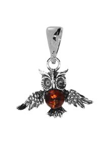 Kettenanh&auml;nger OSTSEE-SCHMUCK "- Eule - Silber 925/000 - Bernstein" Gr. 28, silber (silber 925, silberfarben, wei&szlig;), Schmuckanh&auml;nger, Damen, Silber 925 (Sterlingsilber), Kettenanh&auml;nger