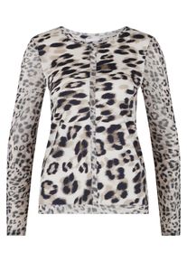 Rundhalsshirt Sportalm KITZB&Uuml;HEL, Damen, Gr. 38, beige gemustert, Single Jersey, Obermaterial: 86% Polyamid, 14% Elasthan, gemustert, mehrfarbig, slim fit h&uuml;ftlang, Rundhals, eingesetzt abgesteppte Kante, Shirts Rundhalsshirt, mit Animalprint