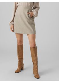 V&eacute;ro Moda Minirock VERO MODA "VMFORTUNEALLISON HW SHORT SKIRT GA NOOS", Damen, Gr. XL (42), silber mink detail:melange, Web, Obermaterial: 100% Polyester, meliert, sehr figurbetont kurz, R&ouml;cke Minirock