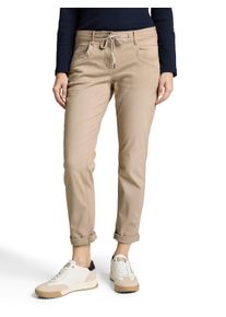 7/8-Hose Tom Tailor "Tapered", Damen, Gr. 46, L&auml;nge 28, soft taupe grau, Web, Obermaterial: 92% Baumwolle, 5% Polyester, 3% Elasthan. Futter: 100% Baumwolle, 7/8-L&auml;nge, Hosen 7/8-Hose, mit Bindeband am B&uuml;ndchen