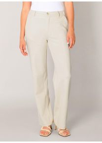 Stoffhose Base Level "Yorin", Damen, Gr. 46, L&auml;nge 32, sand, Web, Obermaterial: 82% Baumwolle, 14% Polyester, 4% Elasthan, unifarben, normal lang, Hosen Stoffhose, mit Stretch