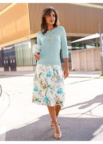 Bahnenrock Lady, Damen, Gr. 19, ecru, ros&eacute;, bedruckt, 100% Polyester, gebl&uuml;mt, gemustert, wadenlang, R&ouml;cke Bahnenrock