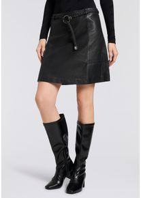 Lederrock Mauritius "GWHalie", Damen, Gr. XL, schwarz, Obermaterial: 100% Schafsleder. Futter: 100% Polyester, unifarben, regular fit knieumspielend, R&ouml;cke Lederrock, mit Flechtg&uuml;rtel