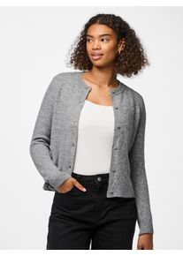 Strickjacke Pieces "PCMALOU LS KNIT CARDIGAN NOOS BC", Damen, Gr. S, grau (medium grau melange), Strick, Obermaterial: 65% Polyester, 17% Polyacryl, 10% Nylon, 5% Wolle, 3% Elasthan, unifarben, slim fit taillenbedeckt, Rundhals, Strickjacken Strickjacke, Materialmix, slim fit