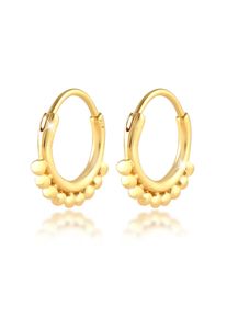 Paar Creolen Elli "Ohrringe Creolen Kugeln Dots Trend 925 Silber" Gr. 14, gold, Ohrringe, Damen, ohne Stein, Silber 925 (Sterlingsilber), Paar Creolen