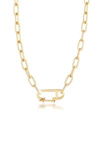 Kette mit Anh&auml;nger Elli "Halskette Gliederkette Oval Verstellbar Basic 925 Silber" Gr. 40, gold, Halsketten, Damen, ohne Stein, Silber 925 (Sterlingsilber), Kette mit Anh&auml;nger