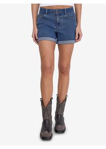 Jeansshorts Noisy may "NMDEBBY NW SLIM SHORTS VI518MB NOOS", Damen, Gr. L (40), N-Gr, blau (medium blau denim), Denim/Jeans, Obermaterial: 75% Baumwolle, 18% Polyester, 6% Viskose, 1% Elasthan, unifarben, slim fit kurz, Jeans Jeansshorts