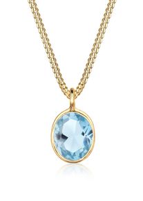 Silberkette Elli "Halskette Geo Oval Topas Edelstein Festlich 925 Silber" Gr. 55, gold, Halsketten, Damen, 55,mit Stein, Silber 925 (Sterlingsilber), Silberkette