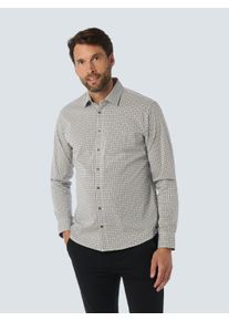 Langarmhemd NO EXCESS, Herren, Gr. M, N-Gr, blau (night), Web, Obermaterial: 97% Baumwolle, 3% Elasthan, gemustert, regular fit taillenbedeckt, ohne Ausschnitt, Manschette, Hemden Langarmhemd, mit All-Over Print