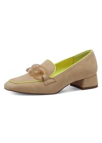 Pumps Tamaris, Damen, Gr. 36, beige (sandfarben), Ziegenleder, mehrfarbig, Schuhe Pumps, Blockabsatz, Abendschuh, Festtagsschuh mit Zierkette