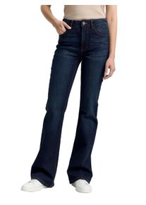 Schlagjeans Tom Tailor "STELLA Bootcut", Damen, Gr. 34, L&auml;nge 34, blau (dunkelblau), Denim/Jeans, Obermaterial: 98% Baumwolle, 2% Elasthan. Futter: 65% Baumwolle, 35% Polyester, unifarben, bootcut fit lang, Jeans Schlagjeans, mit Schlag und Stretch