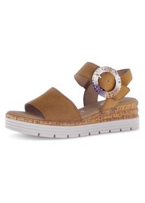 Keilsandalette Gabor "GENUA", Damen, Gr. 42, braun, Ziegenveloursleder, unifarben, Schuhe Keilsandalette, Sommerschuh, Riemchensandale, Komfortschuh in Weite G (=weit)