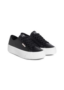 Plateausneaker Calvin Klein Jeans "VULC FLATFORM LTH", Damen, Gr. 40, schwarz, Leder, unifarben, Schuhe Plateausneaker, Schn&uuml;rschuh, Halbschuh, Freizeitsneaker in schlichter Optik