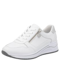 Keilsneaker Rieker, Damen, Gr. 42, silber (wei&szlig;, silberfarben), Leder, Lederimitat, Schuhe Keilsneaker, Halbschuh, Schn&uuml;rschuh, Freizeitschuh mit Soft-Einlage