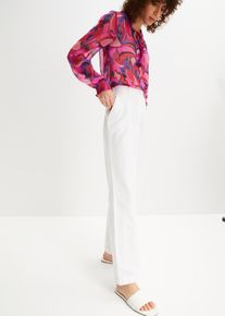 Leinenhose bonprix, Damen, Gr. 56, N-Gr, wei&szlig;, Leinenmischung, Obermaterial: 55% Leinen, 45% Baumwolle, unifarben, festlich, loose fit lang, Hosen Leinenhose, aus Leinen-Baumwoll-Mix, Loose Fit, komfortable Leibh&ouml;he