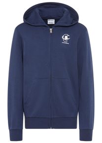 Kapuzensweatjacke Champion "Graphic Terry Full Zip Hoodie", Jungen, Gr. S (128/134), nava, Obermaterial: 54% Baumwolle, 46% Polyester, Sweatjacken Kapuzensweatjacke, mit Kapuze, mit Rei&szlig;verschluss, f&uuml;r Kinder, weiches Material