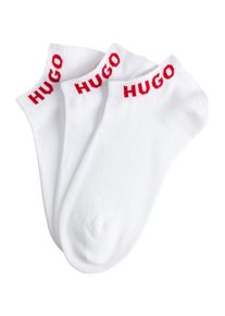 Socken HUGO UNDERWEAR "3P AS UNI CC W", Damen, Gr. 35-38, wei&szlig; (wei&szlig; 100), Baumwollmischung, unifarben mit Farbeinsatz, elastisch, Socken Socken, mit kontrastfarbenen Logoschriftzug
