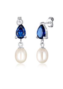 Paar Ohrh&auml;nger Elli "Ohrringe S&uuml;&szlig;wasserzuchtperle Tropfen 925 Silber" Gr. 25, blau, Ohrringe, Damen, mit Stein, Silber 925 (Sterlingsilber), Paar Ohrh&auml;nger