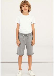 Sweatshorts name it "NKMVERMO LONG SWE SHORTS UNB F NOOS", Jungen, Gr. 122, N-Gr, grau (grau melange), angeraute Sweatware, Obermaterial: 100% Baumwolle, meliert, unifarben, regular fit kurz, Hosen Sweatshorts, Baumwolle, Umschlagsaum