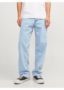 Jack & Jones Relax-fit-Jeans JACK & JONES "JJIEDDIE mit hoher Taille und lockerer Passform", Herren, Gr. 28, L&auml;nge 32, blau (blau denim), Denim/Jeans, Obermaterial: 100% Baumwolle, leichte Abriebeffekte, loose fit lang, Jeans Relax-fit-Jeans, Baumwolle, relax fit
