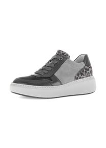 Keilsneaker Gabor, Damen, Gr. 38, schwarz (grau, schwarz, leo), Veloursleder, Ziegenleder, Schuhe Keilsneaker, Plateau, Halbschuh, Schn&uuml;rschuh in Bequemweite G (= weit)