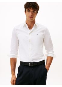 Langarmhemd Tommy Hilfiger "FLEX POPLIN SHIRT", Herren, Gr. M, N-Gr, wei&szlig;, Popeline, Obermaterial: 100% Baumwolle, unifarben, slim fit, 1-Knopf-Manschette, Hemden Langarmhemd, Slim Fit, Kentkragen, Baumwollqualit&auml;t