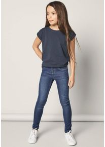 Jeansjeggings name it "LEGGINGS &ndash; Extraeng mit hohem Komfort und G&uuml;rtelschlaufen", M&auml;dchen, Gr. 164, N-Gr, blau (schwarz, blau, denim), Denim/Jeans, Obermaterial: 57% Lyocell, 31% Polyester, 10% Viskose, 2% Elasthan, unifarben, extraeng lang, Jeans Jeansjeggings, unifarben, casual, extraeng, Denim/Jeans