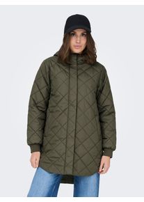 Steppmantel Only "ONLJULIET QUILTED HOOD ZIP COAT OTW NOOS", Damen, Gr. M, kalamata, Steppware, Obermaterial: 100% Polyester, unifarben, Po-bedeckend, M&auml;ntel Steppmantel, Kunstfaser