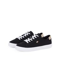 Plateausneaker Tommy Hilfiger "VULC CANVAS LACE UP SNEAKER", Damen, Gr. 35, schwarz, Baumwolle, Schuhe Plateausneaker, Freizeitschuh, Halbschuh, Schn&uuml;rschuh, in schmaler Form