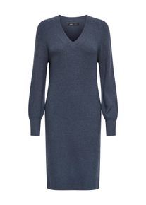 Strickkleid Only "ONLKATIA LS V-NECK DRESS NCA KNT", Damen, Gr. S, N-Gr, blau (ombre blau detail:with melange), Strick, Obermaterial: 50% Viskose, 27% Nylon, 23% Polyester, meliert, normal kniebedeckend, V-Ausschnitt, Rippb&uuml;ndchen, Kleider Strickkleid