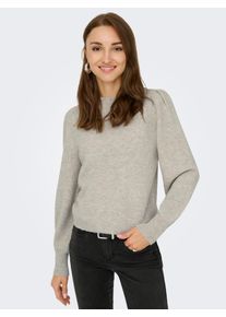 Jacqueline de Yong Stehkragenpullover JDY "JDYRUE LIFE L/S PULLOVER KNT NOOS", Damen, Gr. M, grau (chateau gray detail:melange), Strick, Obermaterial: 51% Polyester, 46% Polyacryl, 3% Elasthan, meliert, taillenbedeckt, Rundhals, Pullover Stehkragenpullover