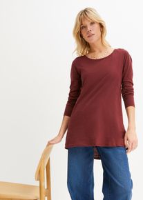 Langarmshirt bonprix "Langarmshirt aus reiner Baumwolle", Damen, Gr. 40/42 (M), ahornrot, Jersey, Obermaterial: 100% Baumwolle, unifarben, loose fit Po-bedeckend, Rundhals, Shirts Langarmshirt, lockere Passform, Langarm-Design, abgerundeter Saum, aus Baumwolle