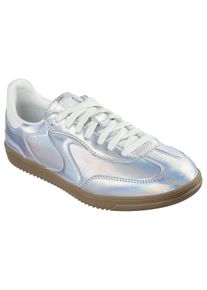 Sneaker Skechers "HOTSHOT-TRUE IRIDESCENCE", Damen, Gr. 41, silber (silberfarben irisierend), Lederimitat, iridescent, metallic, Schuhe Sneaker, Retro Sneaker, Schn&uuml;rschuh im irisierenden Metallic Look