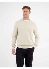 Strickpullover Lerros "Leichter Strickpullover mit schmaler Rippstruktur", Herren, Gr. XXL, wei&szlig; (bone wei&szlig;), 100% Baumwolle, Rundhals, Pullover Strickpullover